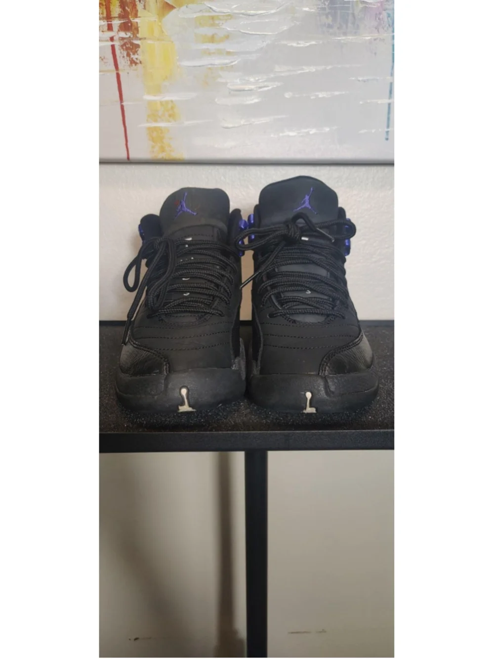Air Jordan 12 Retro Shoes Youth Size 5Y Black Purple Leather Sneakers DH0905-005